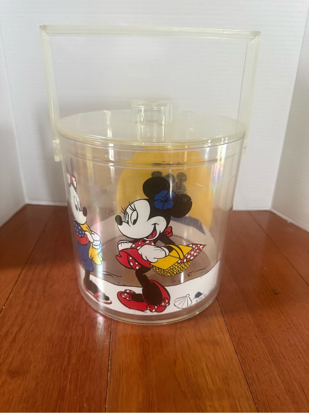 VTG 1970s Disney Mickey &Minnie Mouse Beach Day Plastic Ice Bucket W/ Lid